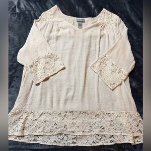 Catherine’s Cream Lace Trim Women's Top
